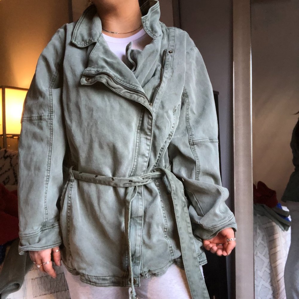 Anthropologie Green Asymmetrical Anorak Jacket